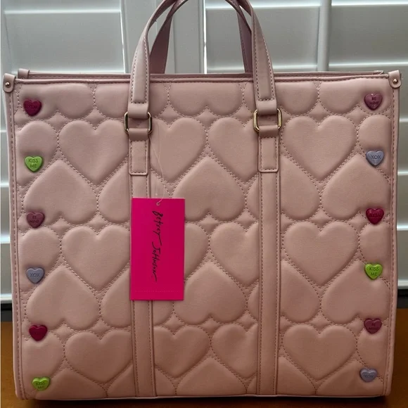 Betsey Johnson XOMATTIE Valentine Tote Handbag Pink - Picture 2 of 7